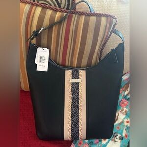 NWT Nautica Shoreline Pebble Black Leather Handbag With Wallet